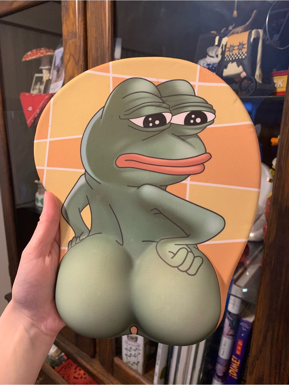 Pepe the frog funny mousepad meme with comfortable frog butt for your wrist